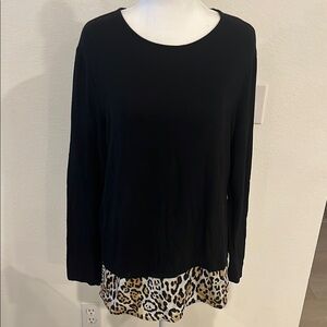 Black Leopard Print Women's Top